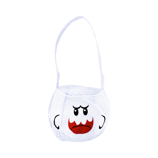 Bolsa para dulces blanca con cara de fantasma y asa larga