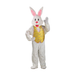Botarga de conejo de Pascua blanco para adulto con chaleco amarillo de lunares y humita