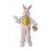 Botarga de conejo blanco de peluche con chaleco amarillo estampado con huevos de Pascua