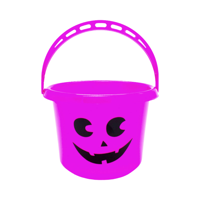 Canasto plástico calabaza fucsia para dulces Halloween