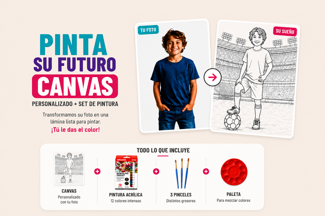 Canvas Personalizado para Pintar 30x40 + Set de Pintura — Pinta Tu Recuerdo