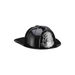 Casco de bombero negro con placa plateada