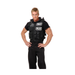Hombre con chaleco táctico SWAT negro con parches SWAT y POLICE