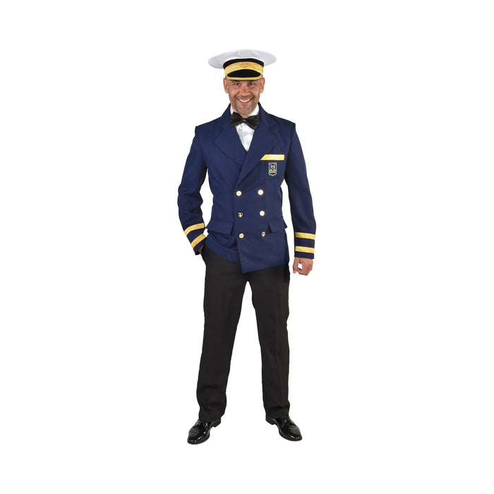 Chaqueta de capitán azul marino para hombre, cruzada con botones y galones dorados