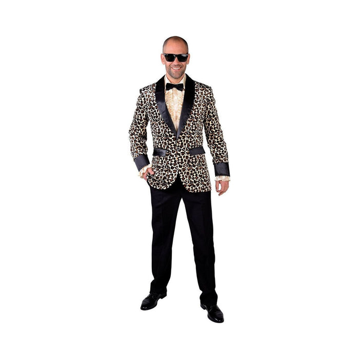 Chaqueta de leopardo para hombre con solapas y puños negros