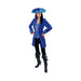 Chaqueta larga azul de marquesa con chaleco azul brillante para mujer