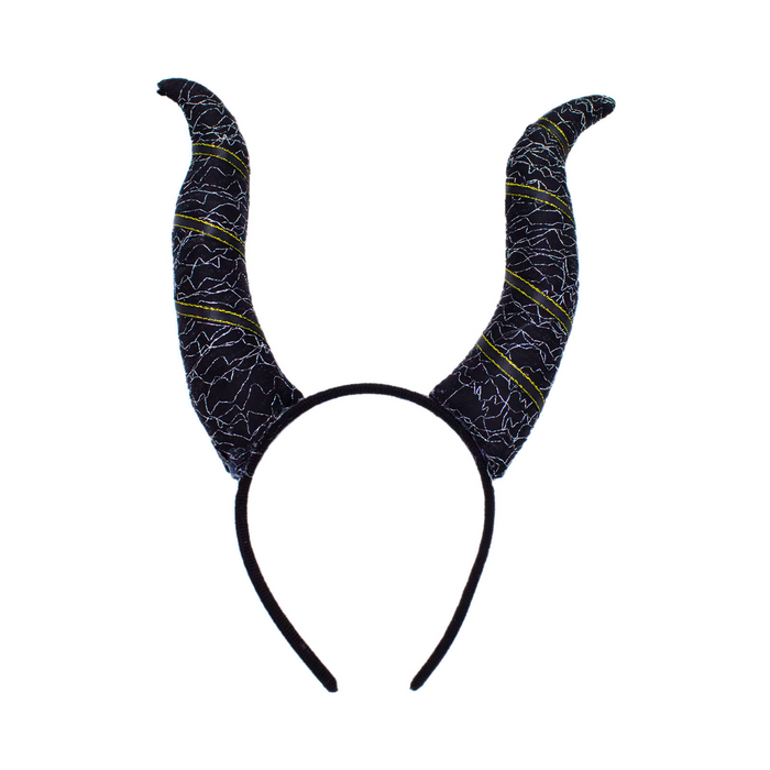 Cintillo negro con cuernos curvos de diablita