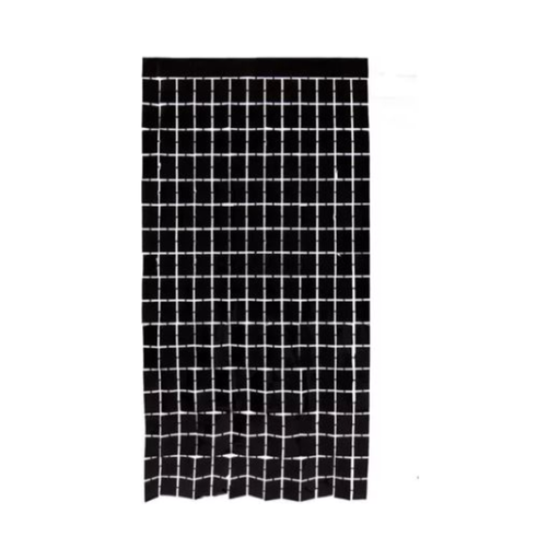 Cortina metálica cuadritos negra 1 x 2 m