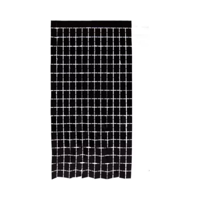 Cortina metálica cuadritos negra 1 x 2 m