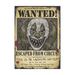 Afiche Wanted de payaso terrorífico escapado del circo con aspecto envejecido