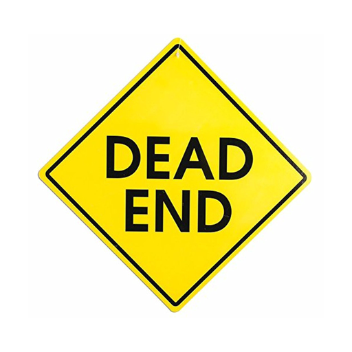 Reverso del letrero amarillo con el texto Dead End