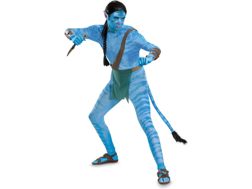 Disfraz de Jake Sully Arrecife de Avatar para hombre, entero azul estampado con cola, bandolera, taparrabos verde y protectores de brazo