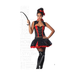 Disfraz de bailarina de circo para mujer con top negro y rojo, falda con vuelo, bolero con colas y mini sombrero