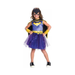 Disfraz Batgirl Deluxe para niña, vestido tutú morado con logo, capa, cinturón amarillo, guanteletes y máscara