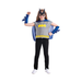 Disfraz de Batgirl para niña, camisa gris con logo amarillo, capa azul, guanteletes azules y antifaz