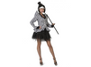 Disfraz a rayas blanco y negro para mujer, chaqueta a rayas con falda de tul negra
