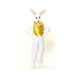 Botarga de conejo blanco con chaleco y humita amarillos con puntos de colores