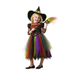 Disfraz de brujita arcoíris para niña con vestido negro, falda de tul multicolor y sombrero de bruja verde y negro