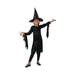 Disfraz de bruja Wanda para niña, vestido negro de mangas drapeadas y sombrero de bruja puntiagudo