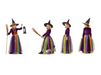 Disfraz de bruja para niña, vestido largo morado con falda de tul verde, naranjo y morado