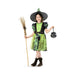 Disfraz de bruja para niña, vestido verde y negro con mangas abullonadas y sombrero de bruja