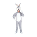 Adulto con disfraz de Bugs Bunny, enterito gris con panza blanca y cabeza del personaje