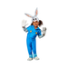 Disfraz de Bugs Bunny infantil con enterito de jardinera azul, gorro de conejo con orejas y guantes blancos