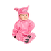 Disfraz de cerdito rosado infantil con enterito de felpa, capucha con orejas y hocico y cubrepiés con pezuñas