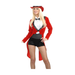 Disfraz de domadora de circo para mujer con chaqueta de frac roja, camisa blanca, corbatín negro y short negro