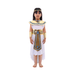 Disfraz Cleopatra niña, vestido blanco con cuello y cinturón dorados, brazaletes y tiara