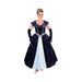 Disfraz de dama de Versalles para mujer, vestido largo azul marino con panel celeste y guantes