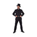 Disfraz de deshollinador para hombre, chaqueta negra cruzada, pantalón y cinturón