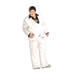Hombre con disfraz disco de los años 70, traje blanco con chaqueta, pantalón y camisa negra