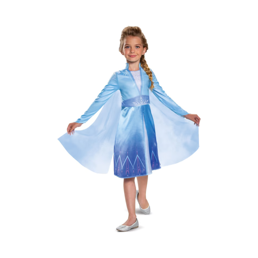 Disfraz de Elsa de Frozen para niña, vestido azul con capa translúcida celeste