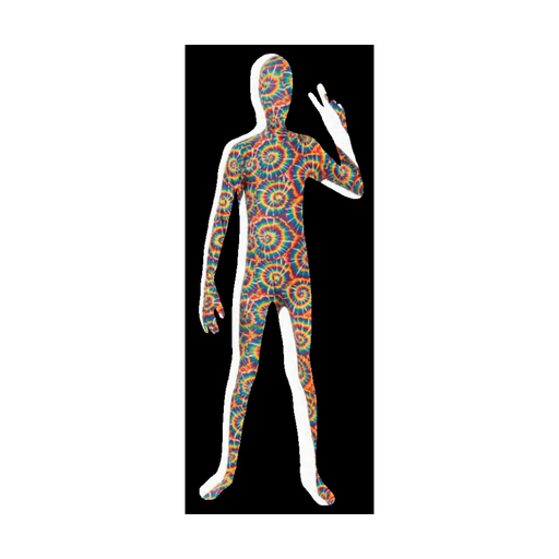 Disfraz enterito de cuerpo completo con estampado tie dye multicolor que cubre cabeza, manos y pies