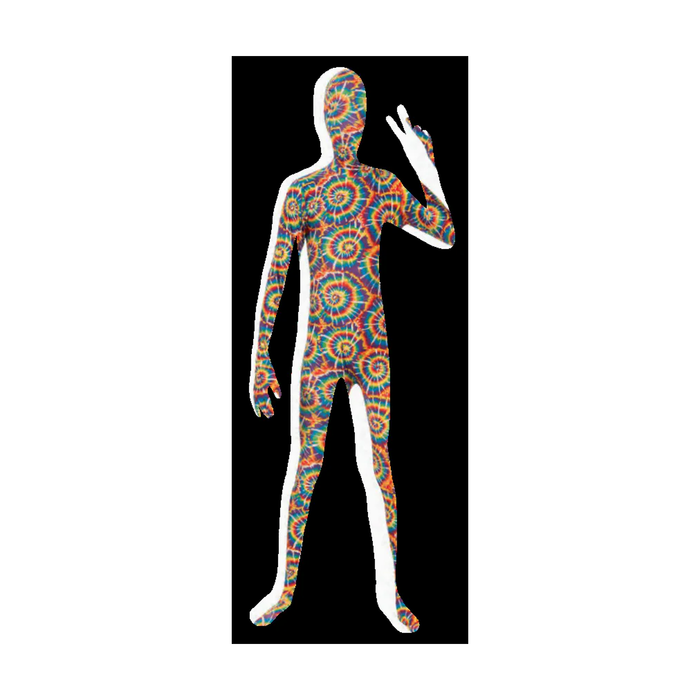 Disfraz enterito de cuerpo completo con estampado tie dye multicolor que cubre cabeza, manos y pies