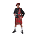 Hombre con disfraz de escocés con kilt rojo