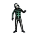 Disfraz de esqueleto con luces para niño con enterito negro de huesos verdes y blancos, máscara de calavera y guantes