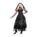 Disfraz de fantasma sombra para mujer con vestido largo negro, corsé y velo, con peluca blanca de referencia