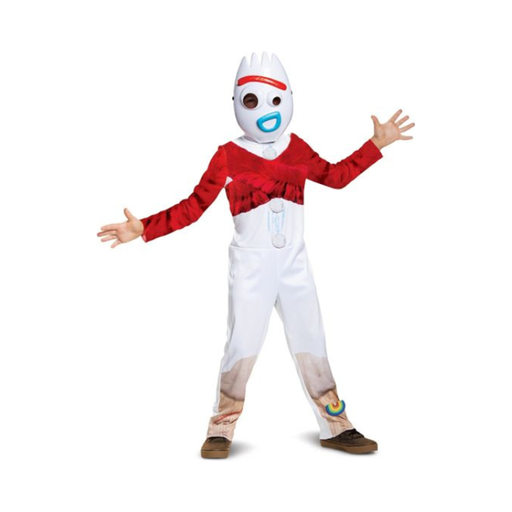 Disfraz de Forky de Toy Story 4 infantil, enterito blanco con parte superior roja y media máscara