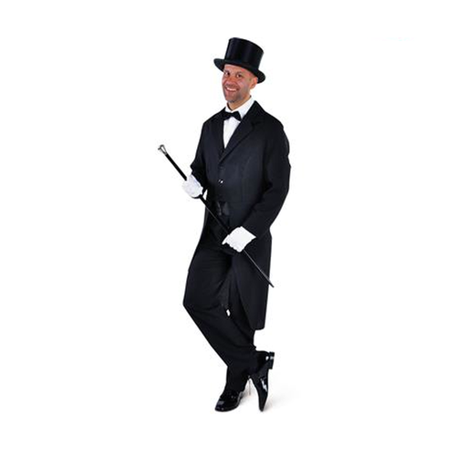 Hombre con frac negro de faldón largo