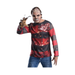 Disfraz de Freddy Krueger para hombre con polera a rayas rojas, máscara y guante con cuchillas
