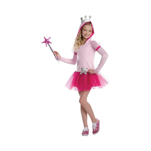 Disfraz de Glinda Bruja Buena para niña, vestido rosado con tutú y capucha con corona