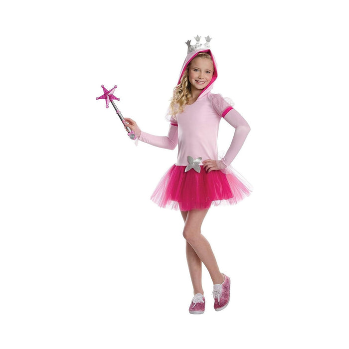 Disfraz de Glinda Bruja Buena para niña, vestido rosado con tutú y capucha con corona