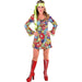 Disfraz hippie años 70 para mujer, vestido con estampado de flores y sonrisas