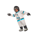 Adulto con disfraz inflable de astronauta blanco con casco negro