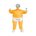 Disfraz inflable de bebé gigante naranja con pañal, máscara y gorro celeste