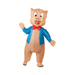 Niño con disfraz inflable de Porky con chaqueta azul y corbata de humita roja