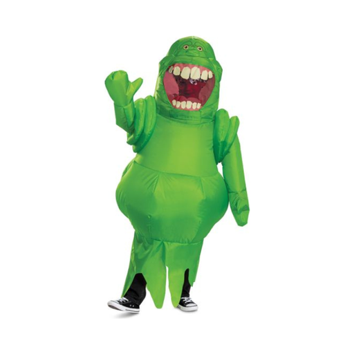 Disfraz inflable de Slimer de Cazafantasmas para niño, fantasma verde con boca abierta