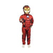 Disfraz de Iron Man para niño, traje rojo con detalles dorados y reactor en el pecho, con máscara dorada